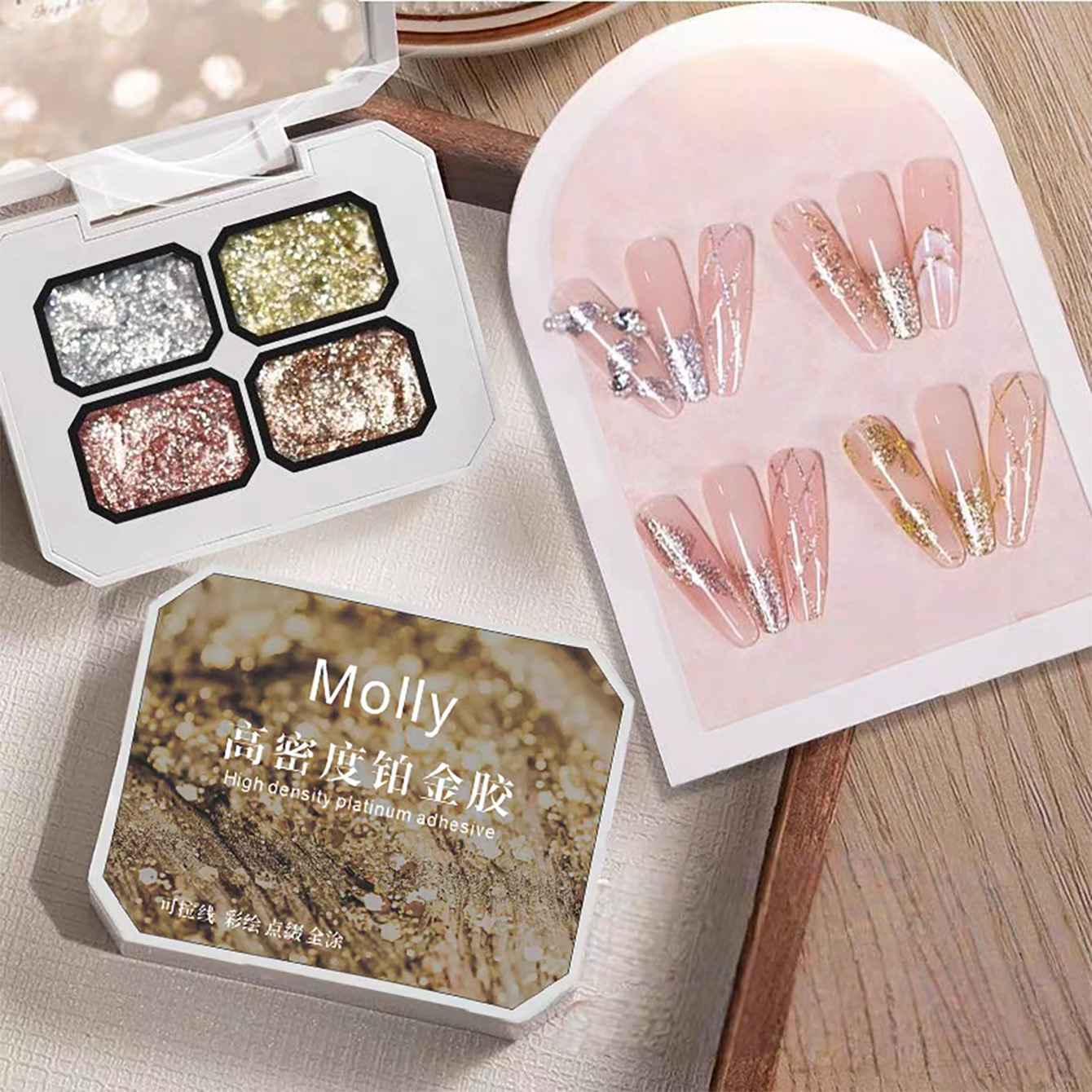 Resin Art For Rose - MIANEL Chunky Foil Platinum Nail Art