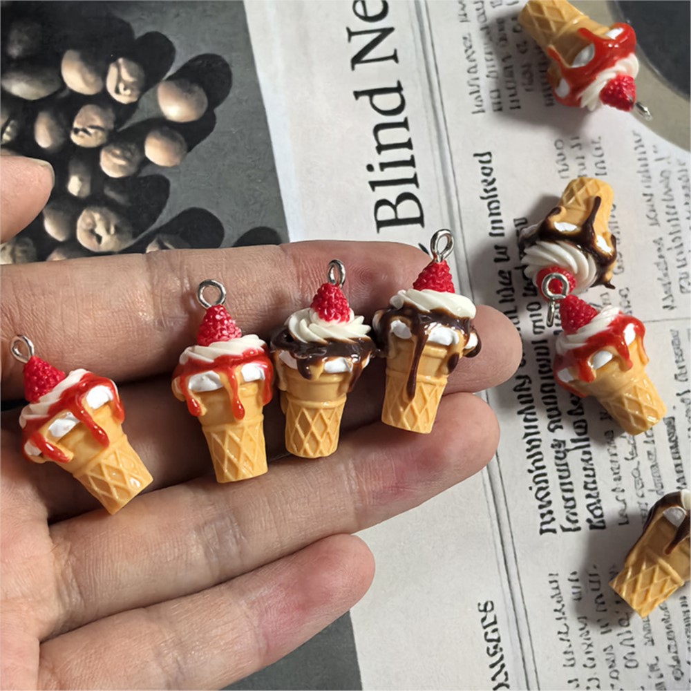 Resin Art Earrings - 10Pcs Cute 3D Simulation Food Ice
