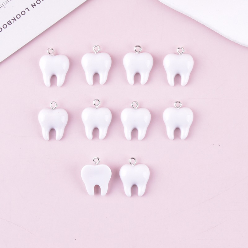 10pcs Cute White Teeth Resin P - Resin Art Earrings review and price