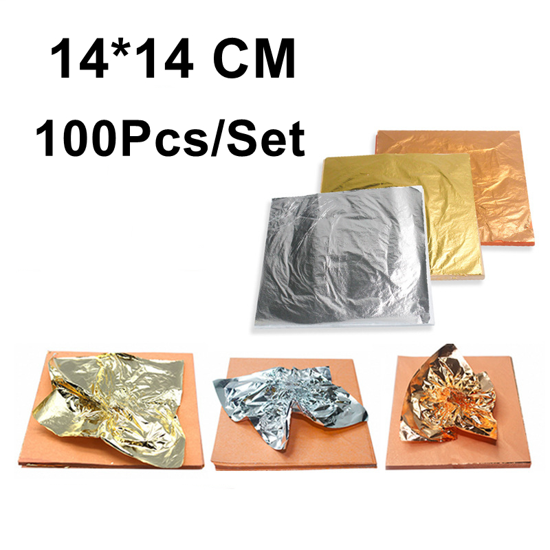 14x14cm 100pcs Shiny Gold Silv - Gold Leaf Foil review and price