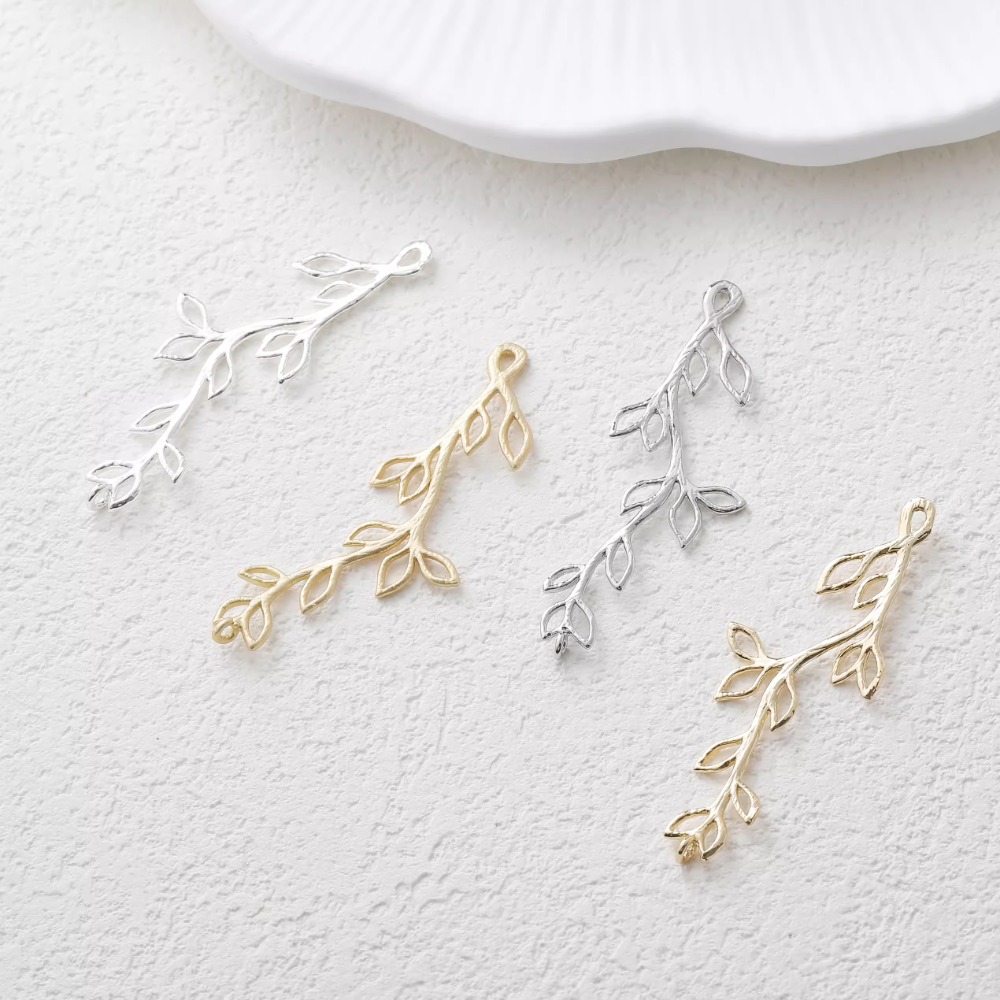 4PCS Dainty Branch Leaf Charms - Gold Leaf Foil review and price