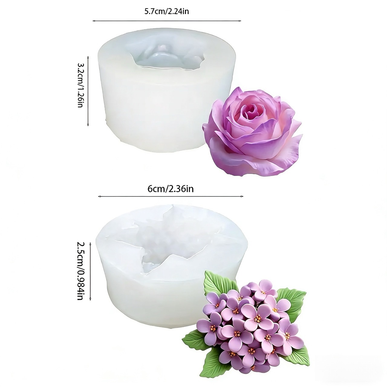 2-Piece 3D Rose and Lilac Sili - Resin Art For Rose review and price